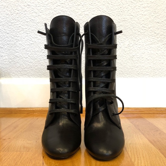 NEW Authentic Saint Laurent LouLou LaceUp Booties - Picture 4 of 7